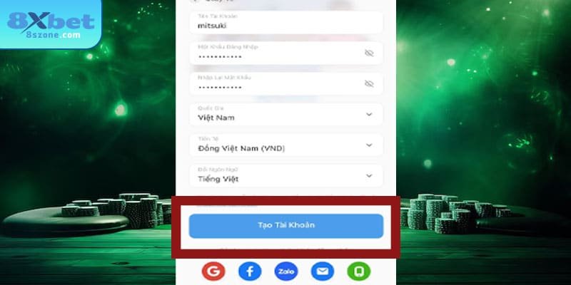 Kiểm tra lại thông tin và tạo tài khoản