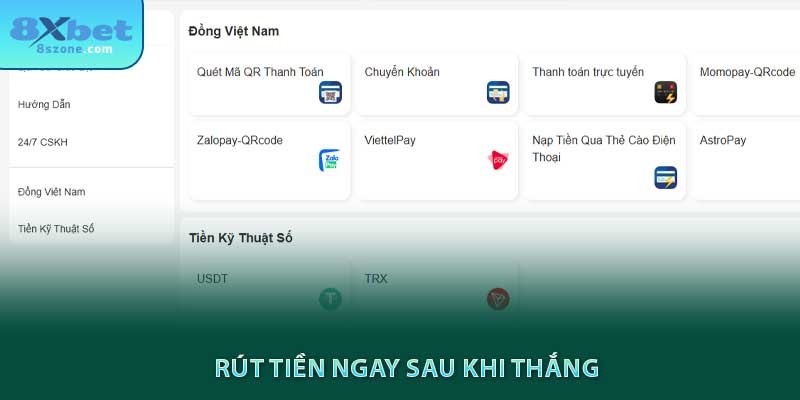 Rút tiền ngay sau khi thắng
