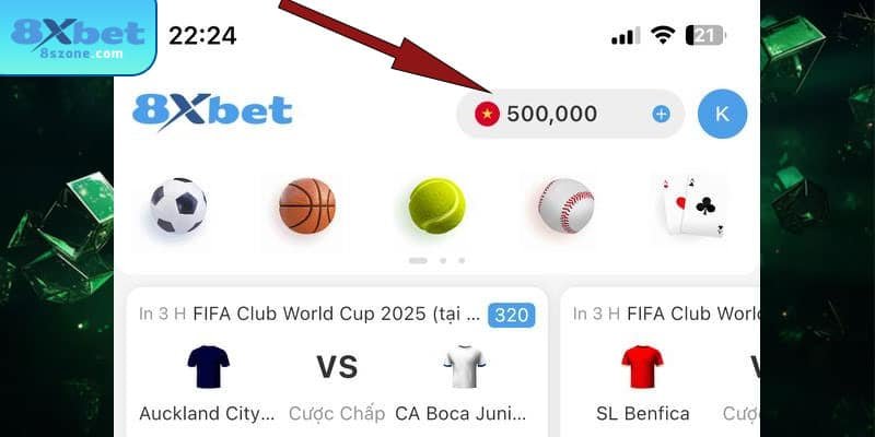 Số dư hiển thị ngay sau khi bạn nạp tiền 8xbet