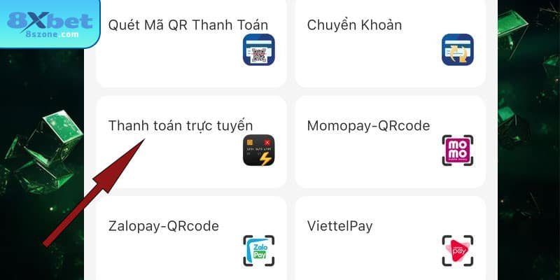 Chọn hình thức thanh toán trực tuyến 