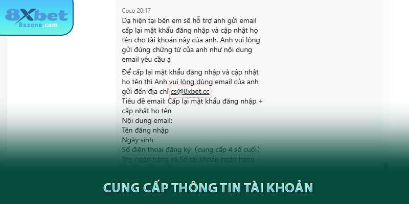 Cung cấp thông tin tài khoản