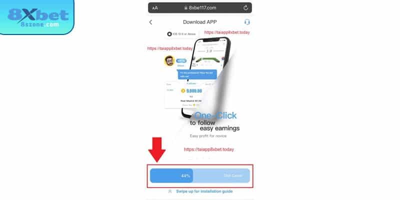 Giao diện link tải app 8xbet