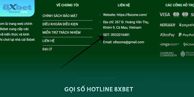 Gọi số hotline 8xbet