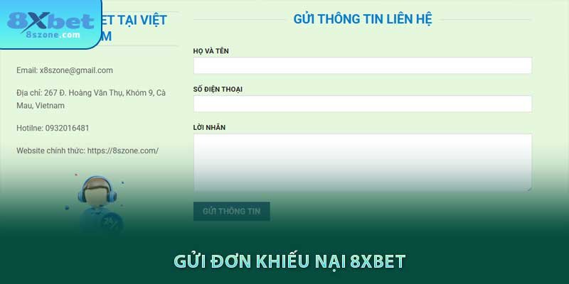 Gửi đơn khiếu nại 8xbet
